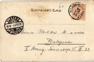 1899 Marosvásárhely, Targu Mures; Fő tér, Takarékpénztár, üzletek, Római katolikus templom. Kiadja R...