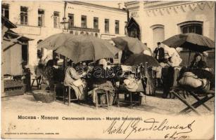 1904 Moscow, Moscou; Marché Smolenski / Smolensky market with vendors (EK)
