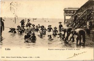Venezia, Venice; Lido, Riparto uomini-gruppo di uomini in mare / beach, men bath (EK)