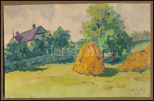 Olvashatatlan jelzéssel: Szénabála. Akvarell, papír, 14×21 cm