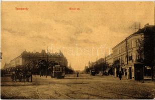 1909 Temesvár, Timisoara; Küttl tér, villamos. W. L. 141. / square, tram
