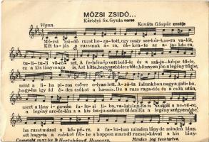 Mózsi zsidó... Károlyi Sz. Gyula verse és Kováts Gáspár zenéje. Copyright 1937 Hortobágy / Judaika music sheet (fa)