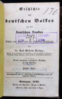 Böttinger, Karl Wilhelm: Geschichte des deutschen Volkes und des seutschen Landes. 5.-8. Stuttgart, 1845. Scheible. Korabli félvászon kötésben.