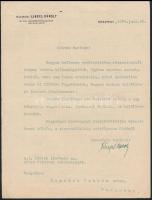 1938 leányfalvi Lingel Károly kormányfőtanácsos, bútorgyáros gépelt, aláírt levele azonosítatlan címzettnek személyes ügyeken, fejléces papíron