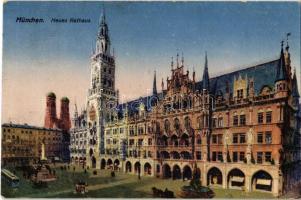1917 München, Munich; Neues Rathaus / town hall, tram, automobiles
