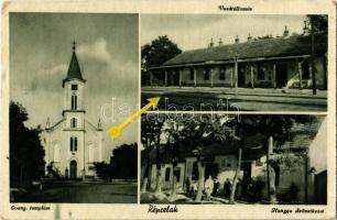 1944 Répcelak, evangélikus templom, vasútállomás, Hangya szövetkezet üzlete és saját kiadása (Rb)