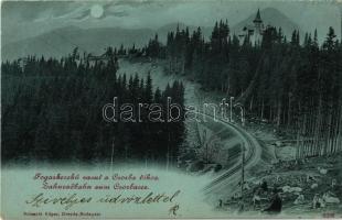 1901 Tátra, Magas Tátra, Vysoké Tatry; Fogaskerekű vasút a Csorba tóhoz / Zahnradbahn zum Csorbasee / cogwheel railway to the lake