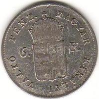 1849N.B. 6Kr ezüst Szabadságharc-veret T:3/4