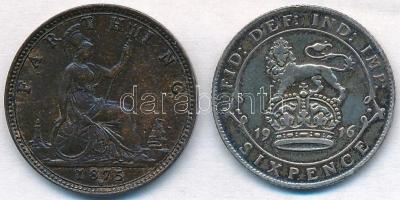 Nagy-Britannia 1875H 1f Br "Viktória" + 1916. 6p Ag "V. György" T:1-,2,2-
Great...