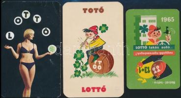 cca 1960-1970 3 db totó-lottó kártyanaptár