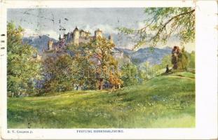 1915 Salzburg, Festung Hohensalzburg / castle, Künstlerpostkarte Kollektion Kerber Nr. 4. s: E. T. Compton (EK)