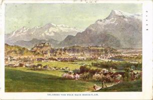 1915 Salzburg vom Wege nach Maria-Plain / general view, Künstlerpostkarte Kollektion Kerber Nr. 24. s: E. T. Compton (EB)