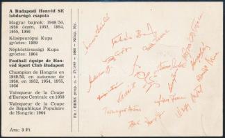 1964 Bp. Honvéd SE reklámlap, a játékosok arcképeivel és nyomtatott aláírásaikkal