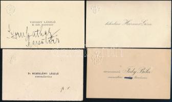 cca 1910-1940 10 db mélynyomott címeres névjegy