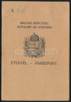 1930 Fényképes magyar útlevél, csehszlovák bejegyzésekkel