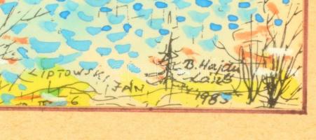 B. Hajdú László (1926-1988): Liptowski Ján télen. Akvarell, papír, jelzett, üvegezett keretben, 21×2...