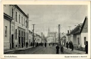 1939 Királyhelmec, Helmec, Kralovsky Chlumec; Fő utca, Gazdák Hitelintézete, patika, gyógyszertár / main street, Farmers Credit Institute, pharmacy (EK)