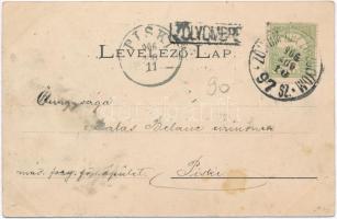1906 Zólyombrézó, Podbrezová; Henrik gát / dam + Zólyombrézó-Zólyom 97. sz. vasúti mozgóposta bélyeg...