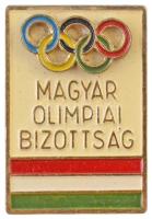 ~1960. Magyar Olimpiai Bizottság festett fém jelvény, eredeti tokban (20x29mm) T:2