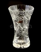 Csiszolt ólomkristály váza, jelzett, hibátlan, m: 17 cm