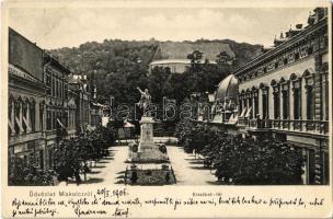 1906 Miskolc, Erzsébet tér, Kossuth szobor, gyógyszertár