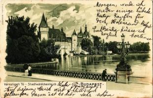 1900 Budapest XIV. Városligeti tó, Vajda Hunyad vára. F. Vidéki litho (EK)