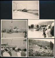 cca 1960 Badacsonyi életképek: kikötő, szőlő, 5 db fotó, 7×10 cm