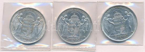 1939. 5P Ag "Horthy balra" (3x) T:1-,2  Adamo P8.2