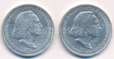 1936. 2P Ag Liszt Ferenc (2x) T:1-,2  Adamo P7.3