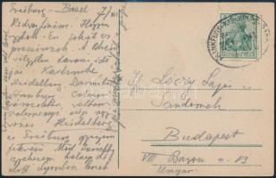 1910 Lóczy Lajos (geológus, 1849-1920) saját kézzel írt levelezőlapja fiának Freiburgból