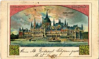 1899 Budapest V. Parlament, Országház. Back & Schmitt Art Nouveau, litho s: Rosenberger (EK)