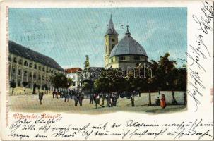 1900 Pécs, tér, templom. Fischer Henrik kiadása