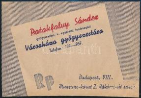 cca 1930 Patakfalby Sándor Városháza gyógyszertára Bp., VIII. receptboríték