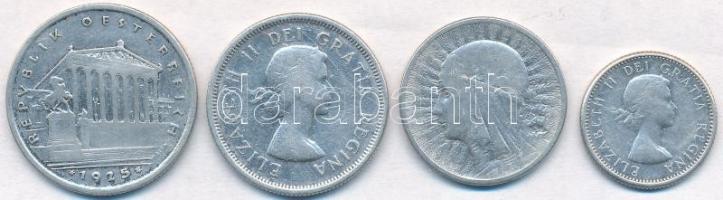 Vegyes: Ausztria 1925. 1Sch Ag + Kanada 1960. 10c Ag + 25c Ag + Lengyelország 1933. 2Zl Ag T:2,2-
M...