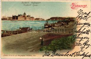 1902 Budapest V. Rudolf rakpart. litho (EK)