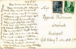 1943 Kovászna-fürdő, Covasna; Fő tér télen. Hadnagy Bazár kiadása / main square in winter. Turul Fot...