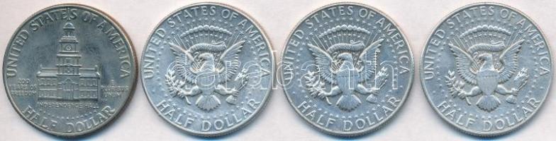 Amerikai Egyesült Államok 1967-1968D 1/2$ Ag "Kennedy" (3x) + 1976D 1/2$ Cu-Ni T:1-,2 
US...