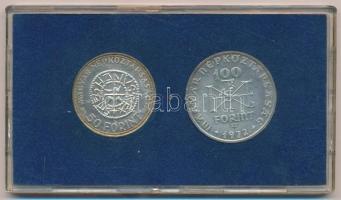 1972. 50Ft Ag + 100Ft Ag "Szent István" pár, eredeti kék plasztiktokban T:BU patina
Adamo...