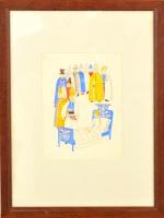 Pekáry István (1905-1981) Jelenet. Akvarell, papír, jelzés nélkül, Üvegezett keretben,. 14x19 cm