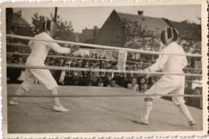 ~1950 Szabadtéri vívóverseny / outdoor fencing competition. photo