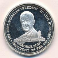 Bozó Gyula (1913-2004) 1989. "George Bush látogatása Magyarországon" Ag emlékérem (35,85g/...