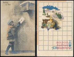12 db RÉGI üdvözlő motívumlap / 12 pre-1945 greeting motive postcards