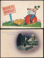 12 db RÉGI üdvözlő motívumlap / 12 pre-1945 greeting motive postcards