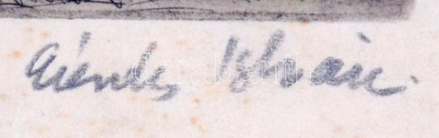 Élesdy István (1912-1987): Horgászok. Színezett rézkarc, papír, jelzett, 29×39 cm