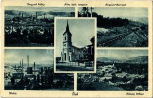 1942 Ózd, Vasgyár, Fogaskerekű vasút, kohók, Római katolikus templom