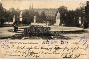 Vienna, Wien, Bécs I. Rathhaus-Park gegen die Universitat / town hall park with university (small tear)