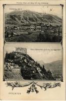 1911 Pfronten, Prfonten-Ried und Berg mit dem Edelsberg, Ruine Falkenstein mit Aggenstein / mountains and castle ruins. Art Nouveau