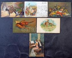 Több mint 260 db régi motívum, művész  és üdvözlőlap sok jobbal / More than 260 old tematic, artists...