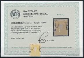 2kr II. light yellow "B(ROO)D" Certificate: Steiner, 2kr II. világos sárga "B(ROO)D" Certificate: Steiner