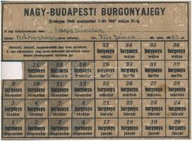 1946. Nagy-Budapesti Burgonyajegy kitöltve T:III
